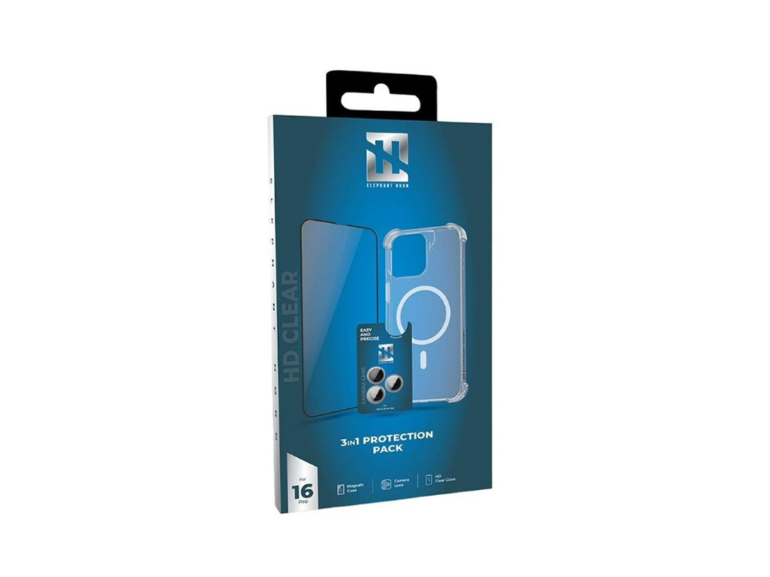 Buy Elephant Horn 3-in-1 Transparent Protection Pack for iPhone 16 Pro in Qatar Buy Elephant Horn 3-in-1 Transparent Protection Pack for iPhone 16 Pro in Qatar